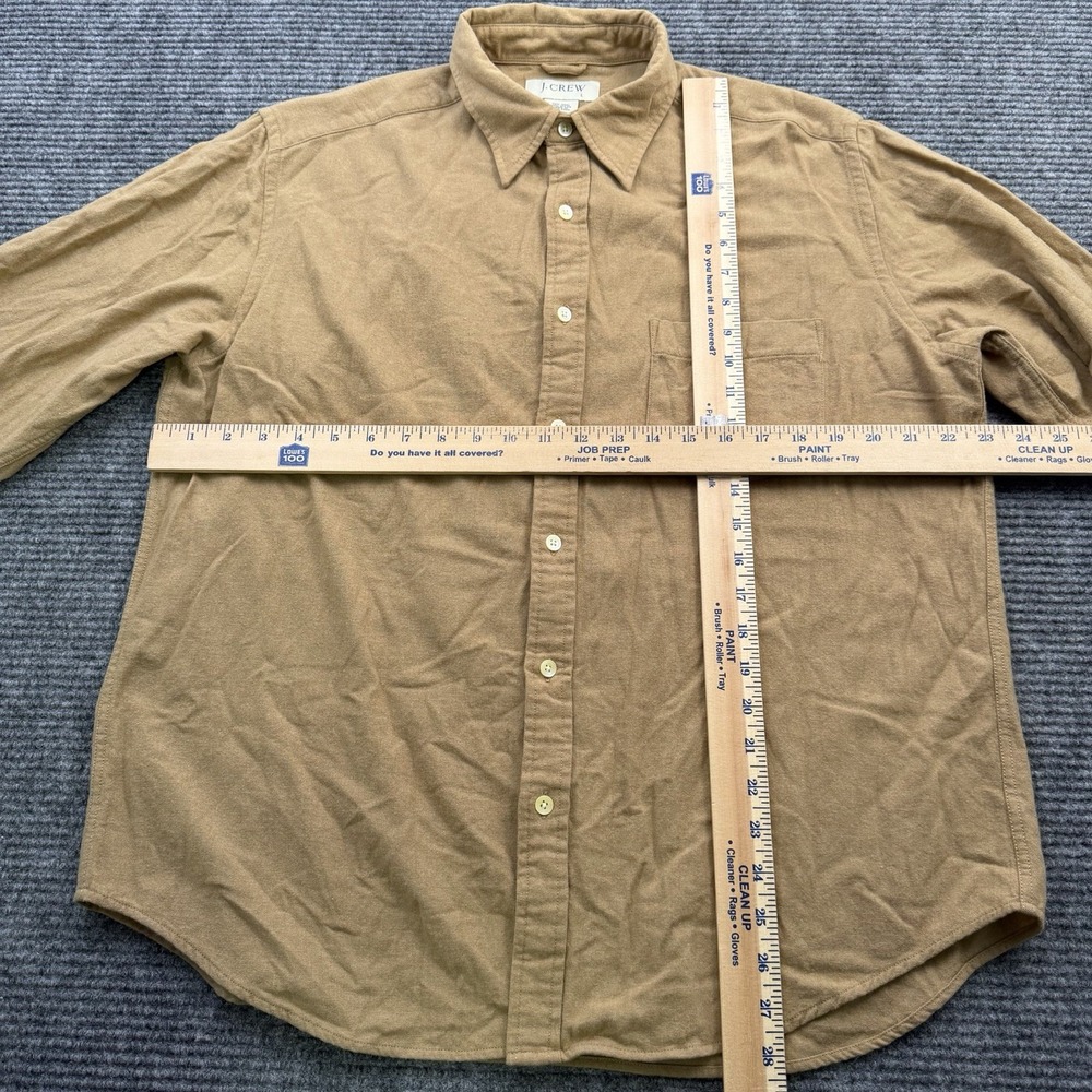 Vintage J Crew Wool Blend Button Up Shirt Flannel Men's Large L/S Camel Brown - Picture 5 of 5